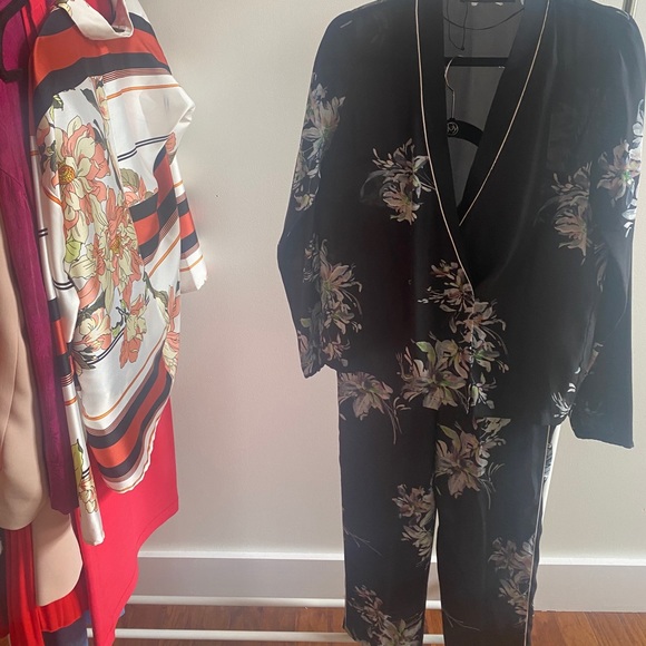 Black Pants with Floral Print - Picture 2 of 2